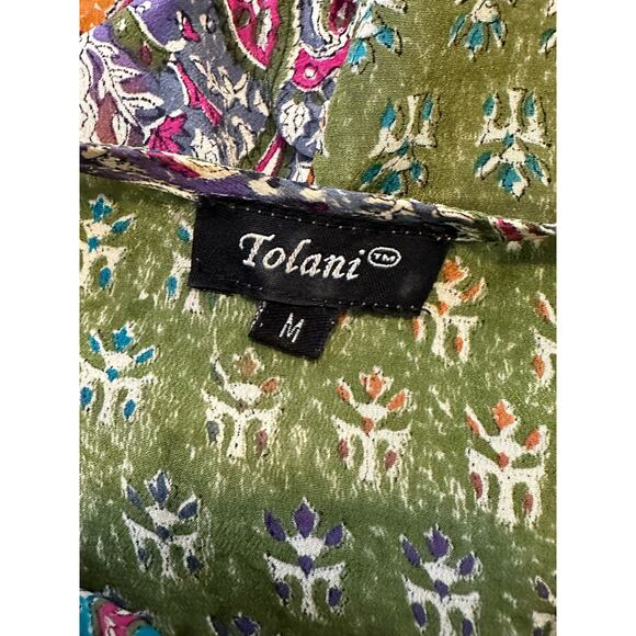 Tolani colorful paisley print short sleeves tunic top size M - Picture 3 of 15